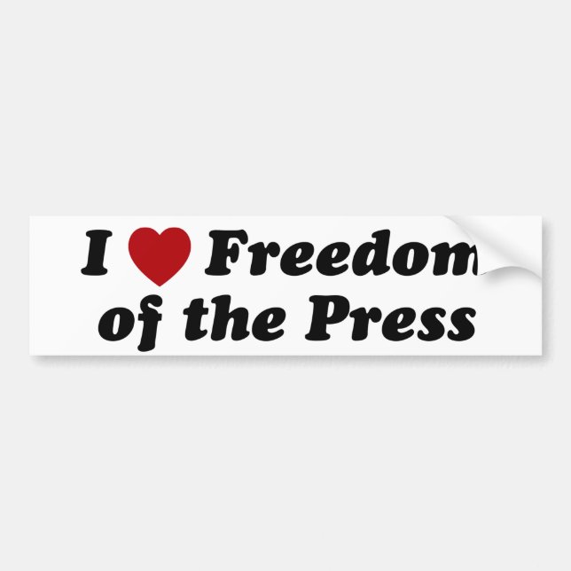 Autocollant De Voiture Premier Amendement I Love Freedom Of The Press (Devant)