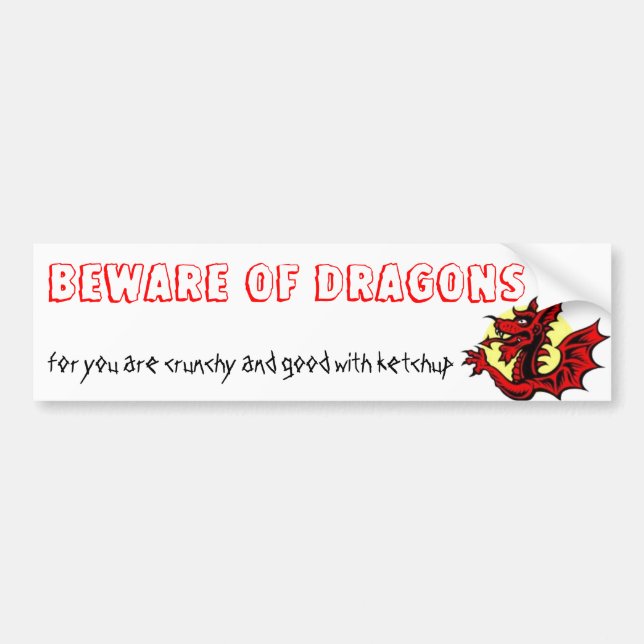 AUTOCOLLANT DE VOITURE PRENEZ GARDE DES DRAGONS (Devant)