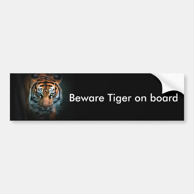 Autocollant De Voiture Prenez garde du tigre à bord (Devant)