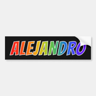 Autocollant De Voiture Prénom "ALEJANDRO" : Coloration d'arc-en-ciel