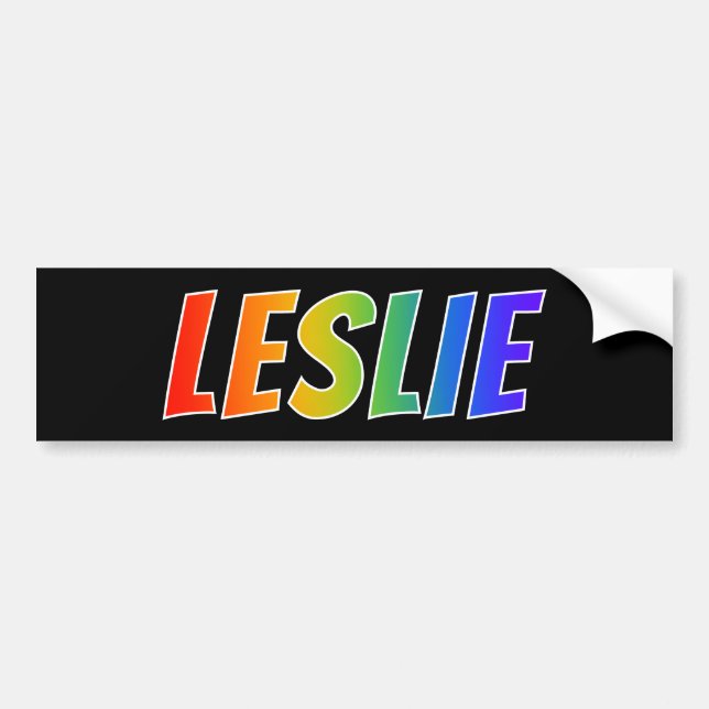 Autocollant De Voiture Prénom "LESLIE" : Coloration d'arc-en-ciel (Devant)