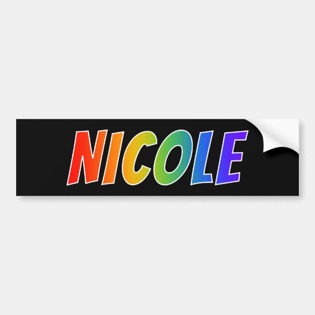 Autocollant De Voiture Prénom "NICOLE" : Coloration d'arc-en-ciel (Devant)