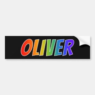 Autocollant De Voiture Prénom "OLIVER" : Couleur arc-en-ciel amusant