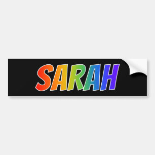 Autocollant De Voiture Prénom "SARAH" : Couleur arc-en-ciel amusant