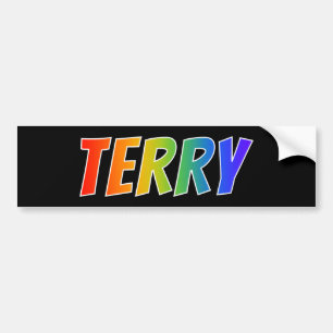 Autocollant De Voiture Prénom "TERRY" : Fun Rainbow Coloring