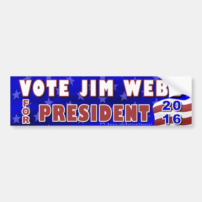 Autocollant De Voiture Président de JIM Webb élection 2016 Démocrate (Devant)