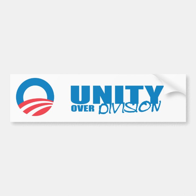 Autocollant De Voiture Pro-Obama - UNITÉ AU-DESSUS de DIVISION (Devant)