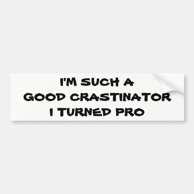 Autocollant De Voiture Profesional Procrastinator ? (Devant)