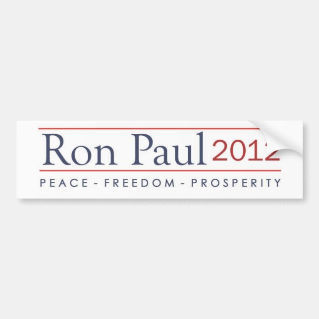 Autocollant De Voiture Prospérité 2012 de liberté de paix de Ron Paul (Devant)