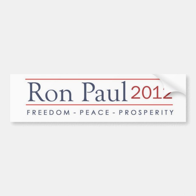 Autocollant De Voiture Prospérité 2012 de paix de liberté de Ron Paul (Devant)