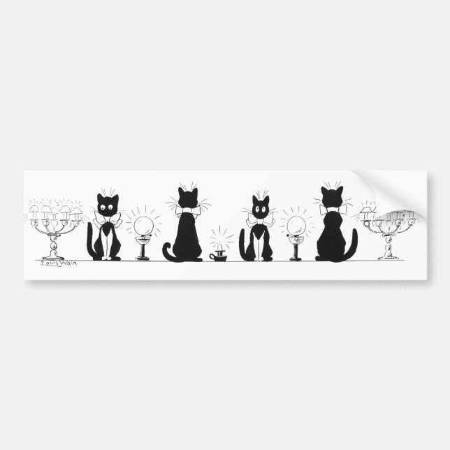 Autocollant De Voiture Quatre Chats noirs, Louis Wain (Devant)