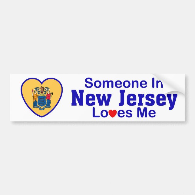 Autocollant De Voiture Quelqu'un dans le New Jersey m'aime (Devant)