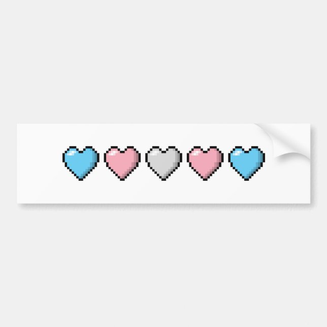 Autocollant De Voiture Rangée de cinq drapeaux de fierté transgenre Coeur (Devant)