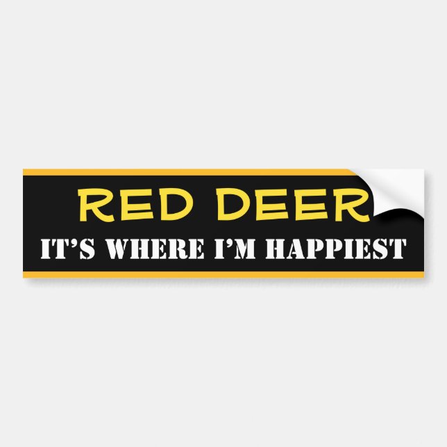 Autocollant De Voiture "RED DEER" - "IT’S WHERE I’M HAPPIEST" (Canada) (Devant)