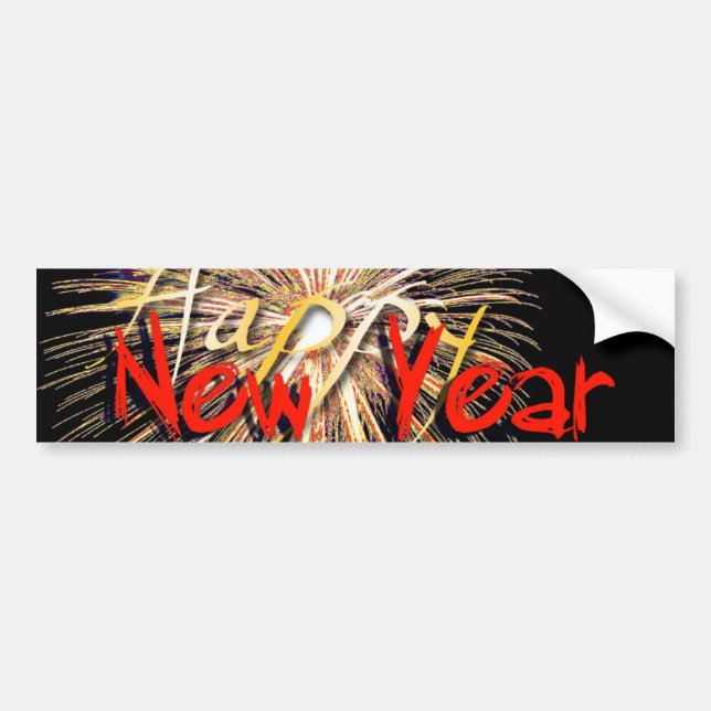Autocollant De Voiture Red Fireworks Joyeux Nouvel An 2019 Bumper S (Devant)