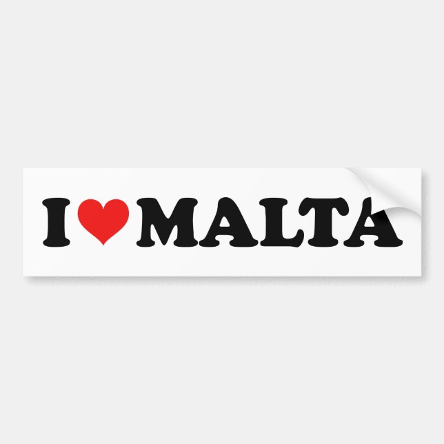Autocollant De Voiture Red Love Heart I Love Malta Travel Souvenir (Devant)