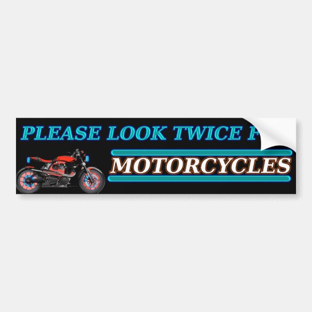 Autocollant De Voiture Regardez svp deux fois pour des MOTOS ! observez (Devant)