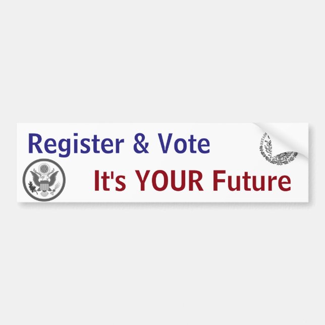Autocollant De Voiture Registre et vote, c'est VOTRE avenir (Devant)