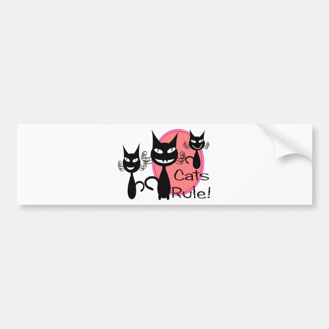 Autocollant De Voiture Règle de chats ! ! ! ! ! ! ! ! ! (Devant)
