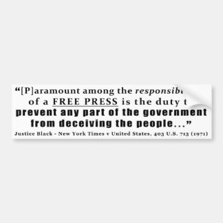 Autocollant De Voiture Responsabilités d'une citation de presse libre
