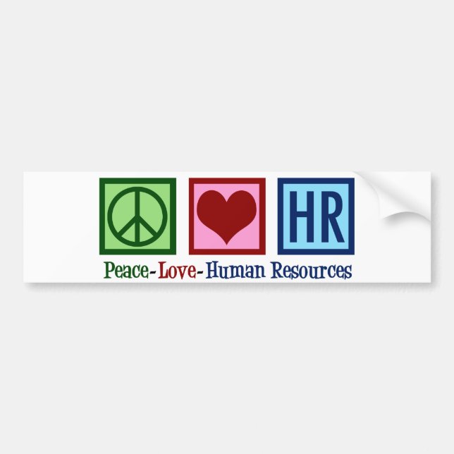 Autocollant De Voiture Ressources humaines Peace Love HR (Devant)