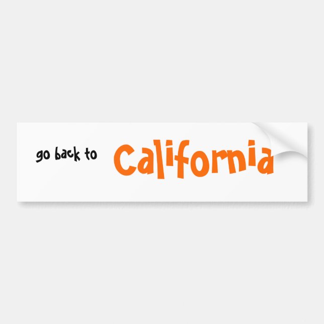 Autocollant De Voiture retournent à, la Californie (Devant)