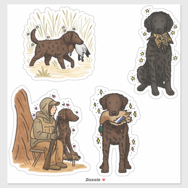 Autocollant de voiture Retriever à poils frisés (Feuille)
