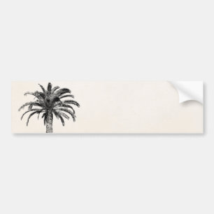 Autocollant De Voiture Rétro palmier tropical d'île en noir et blanc