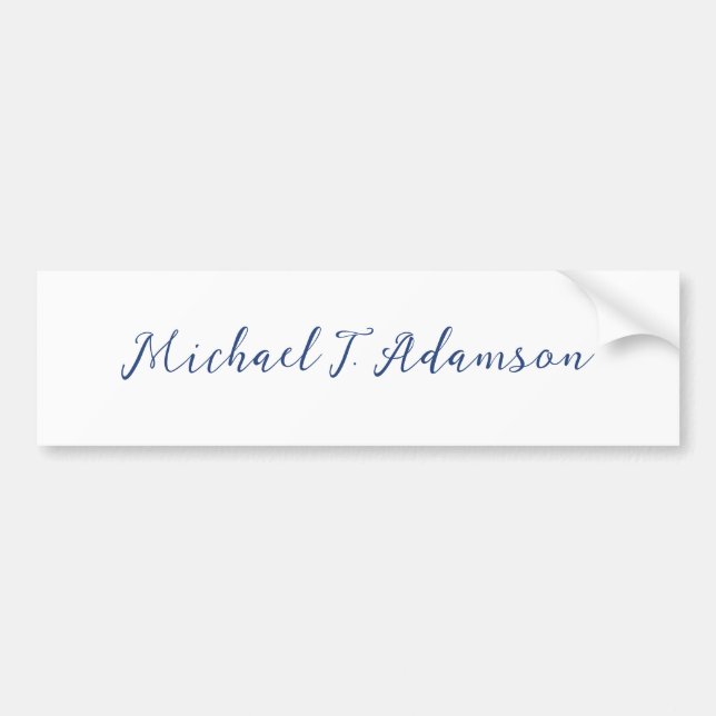 Autocollant De Voiture Retro Style Elegant Plain White Calligraphy Name (Devant)