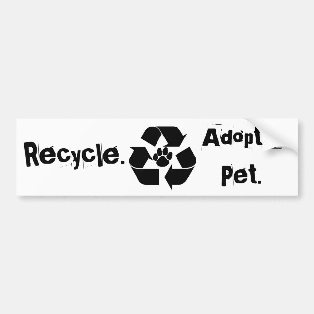 Autocollant De Voiture Réutilisez., adoptez un animal familier. Adhésif (Devant)