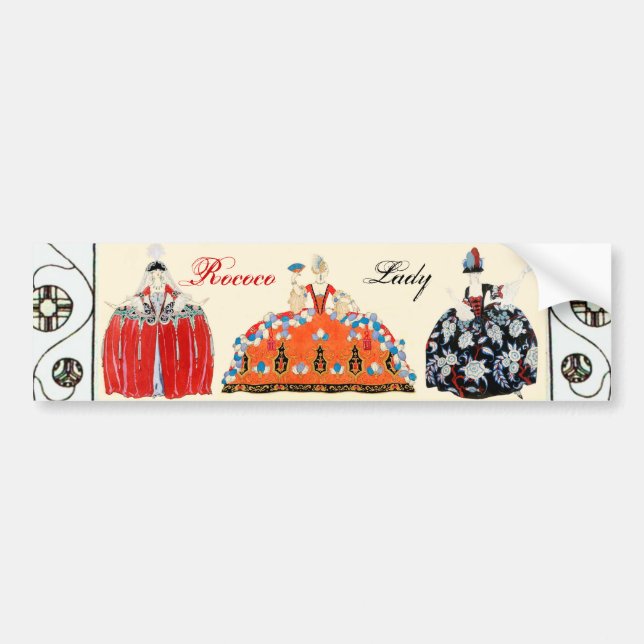 AUTOCOLLANT DE VOITURE ROCOCO LADY ART DÉCO BEAUTÉ MODE COSTUME DESIGN (Devant)