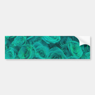 Autocollant De Voiture Romantique élégant turquoise - roses verts