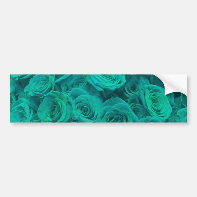 Autocollant De Voiture Romantique élégant turquoise - roses verts (Devant)