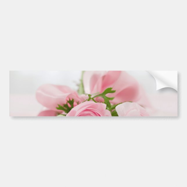 Autocollant De Voiture Romantique Mariage Love Soft Rose Flower Bouquet (Devant)