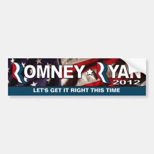 Autocollant De Voiture Romney/Ryan 2012 - obtenez-le POUR REDRESSER cette