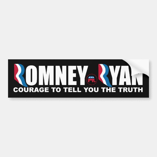 Autocollant De Voiture Romney - Ryan - courage de vous dire la vérité (Devant)