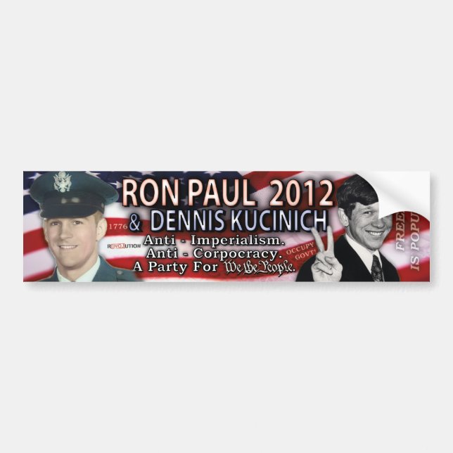 Autocollant De Voiture Ron Paul et Dennis Kucinich pour 2012 la Maison (Devant)