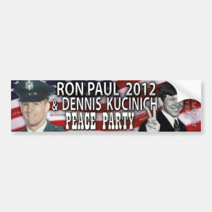 Autocollant De Voiture Ron Paul et partie 2012 de paix de Dennis Kucinich