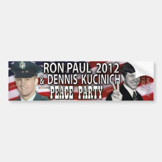 Autocollant De Voiture Ron Paul et partie 2012 de paix de Dennis Kucinich