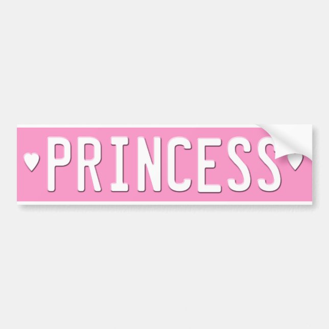 Autocollant De Voiture Rose de plaque minéralogique de princesse adhésif (Devant)