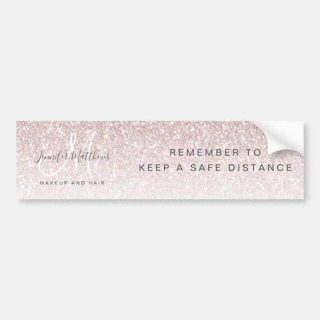 Autocollant De Voiture Rose Gold Parties scintillant Coiffeuse Salon COVI (Devant)
