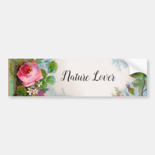 AUTOCOLLANT DE VOITURE ROSES ET JASMIN, AMATEUR DE LA BEAUTÉ FLEURIE DE L