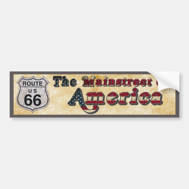 Autocollant De Voiture Route 66 Mainstreet of America (Devant)