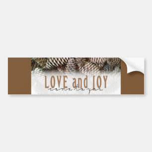 Autocollant De Voiture Rustic Holiday Love and Joy Pine Cone