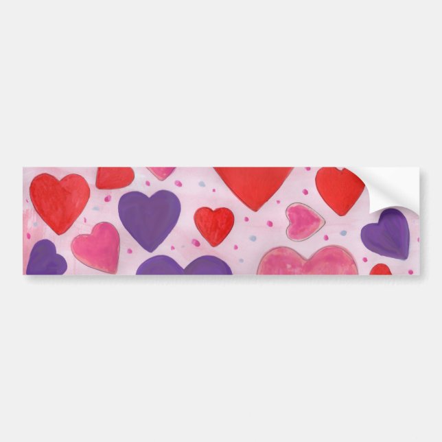 Autocollant De Voiture Saint-Valentin Coeurs en rose, violet et rouge (Devant)