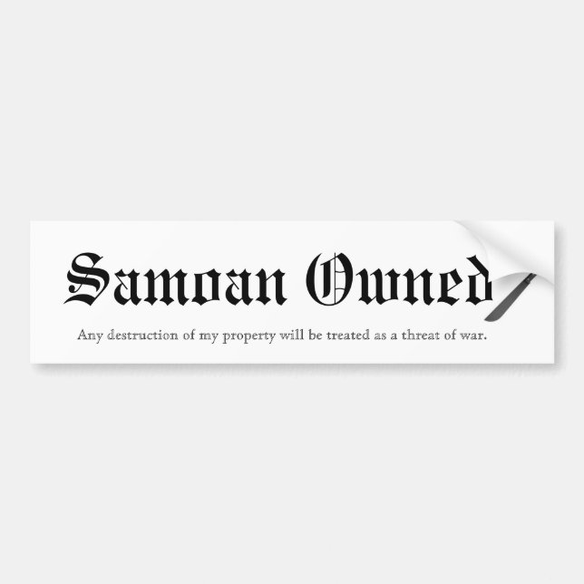 Autocollant De Voiture Samoan possédé (Devant)