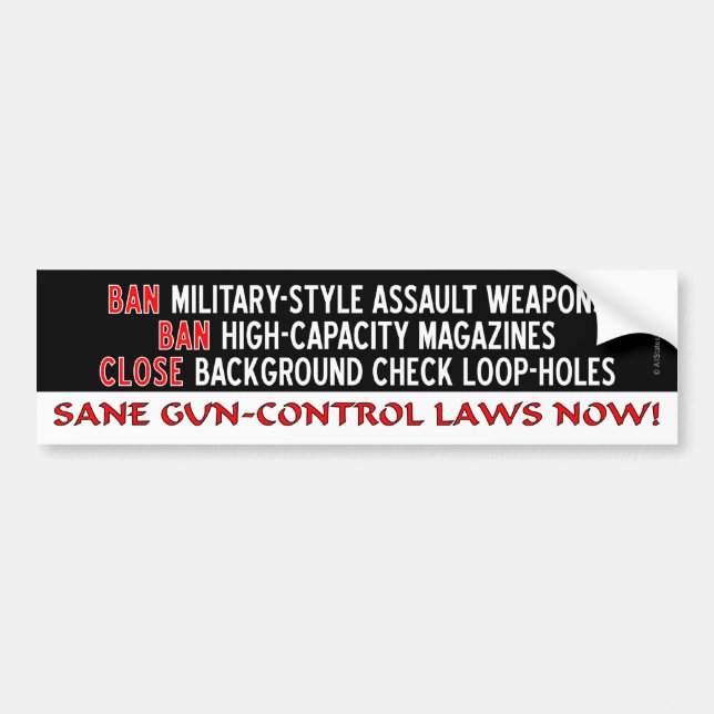 Autocollant De Voiture Sane Gun-Control Lois MAINTENANT! (Devant)