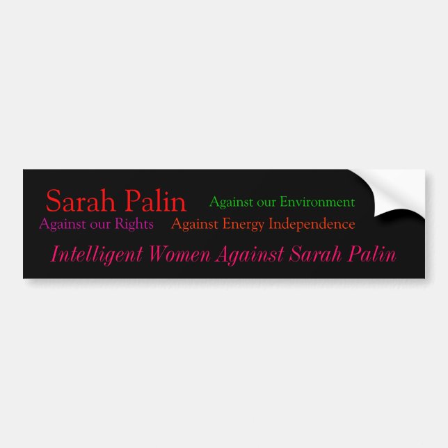 Autocollant De Voiture Sarah Palin, contre nos droites, contre notre en… (Devant)