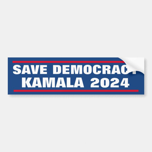AUTOCOLLANT DE VOITURE SAUVER LA DÉMOCRATIE KAMALA 2024 (Devant)