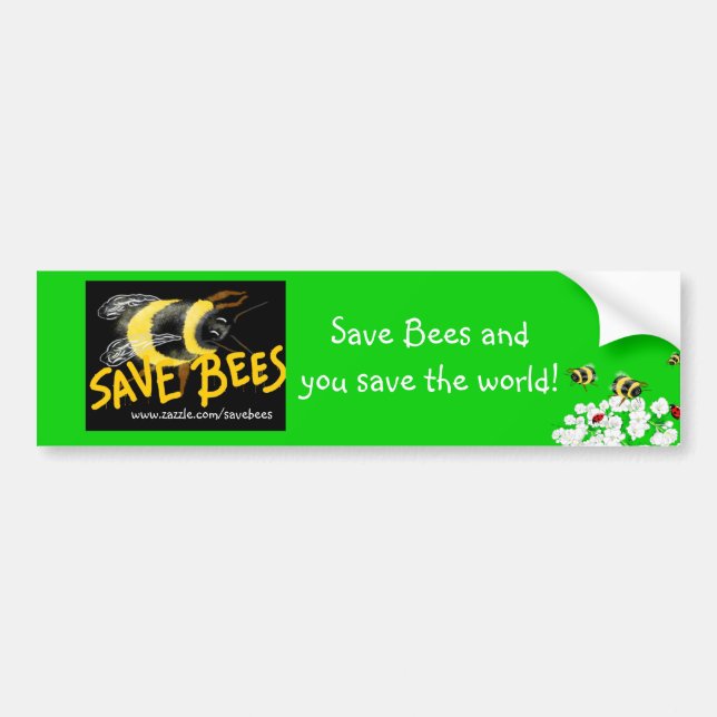 Autocollant De Voiture SAUVER LES ABEILLES et sauver le monde (Devant)